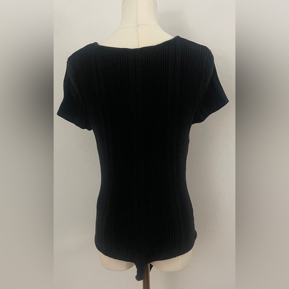 Abercrombie & Fitch Black Short Sleeve Sweetheart Sweater Bodysuit Size Large - Picture 8 of 9